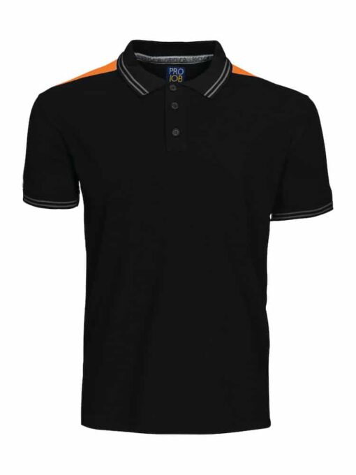 Pro Job Pique Two-Tone Polo Shirt - Black-Orange