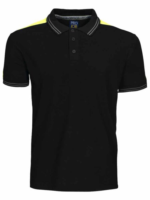Pro Job Pique Two-Tone Polo Shirt - Black-Yellow