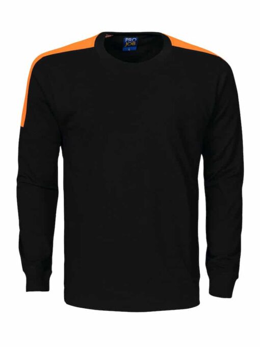 Pro Job Long Sleeve Two Tone T-Shirt - Black-Orange