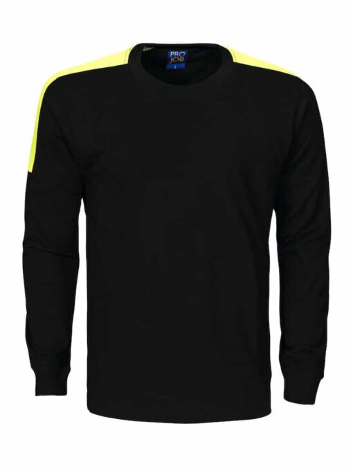 Pro Job Long Sleeve Two Tone T-Shirt - Black-Yellow