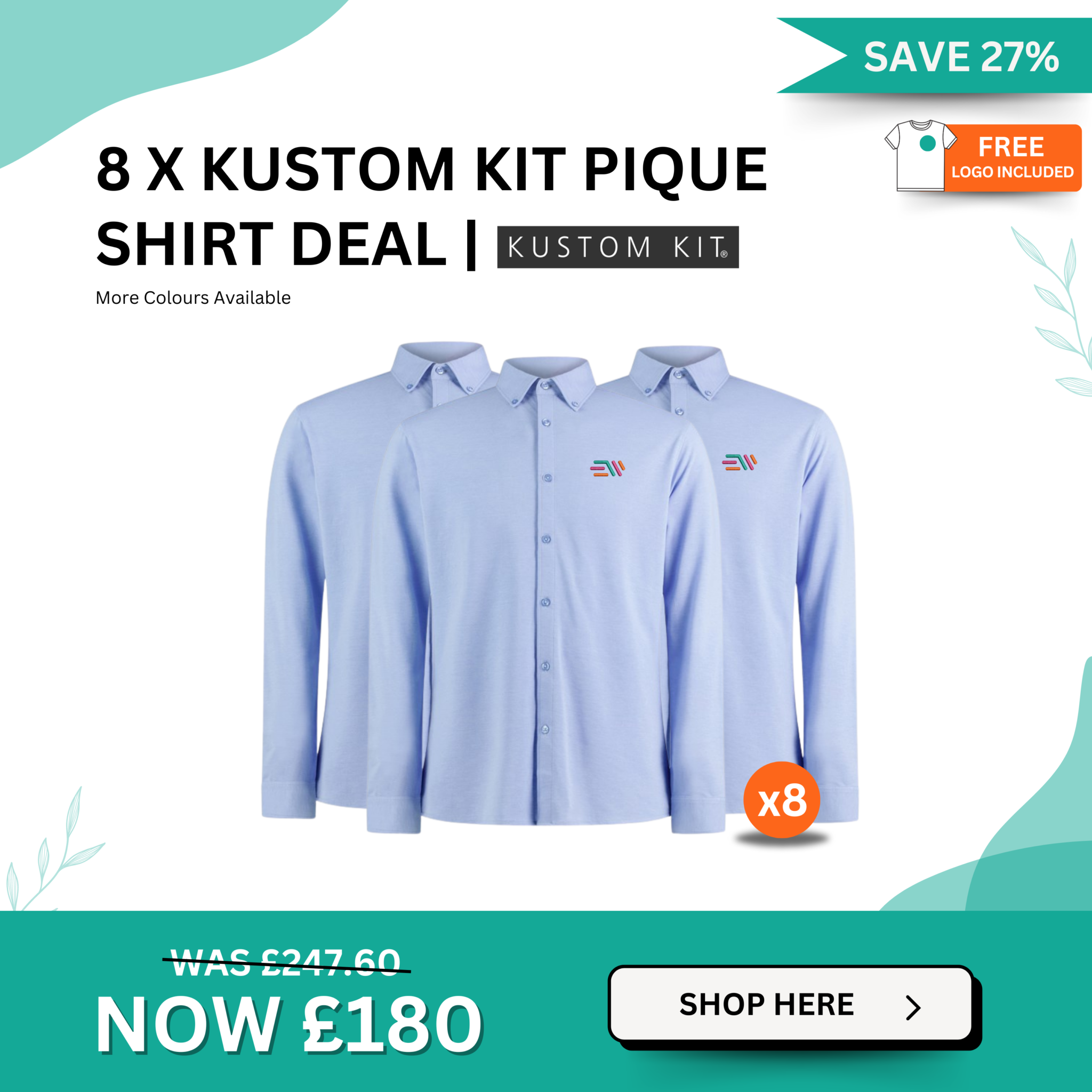 8 X Kustom Kit Pique Shirt Deal - Essential Workwear (New Build)