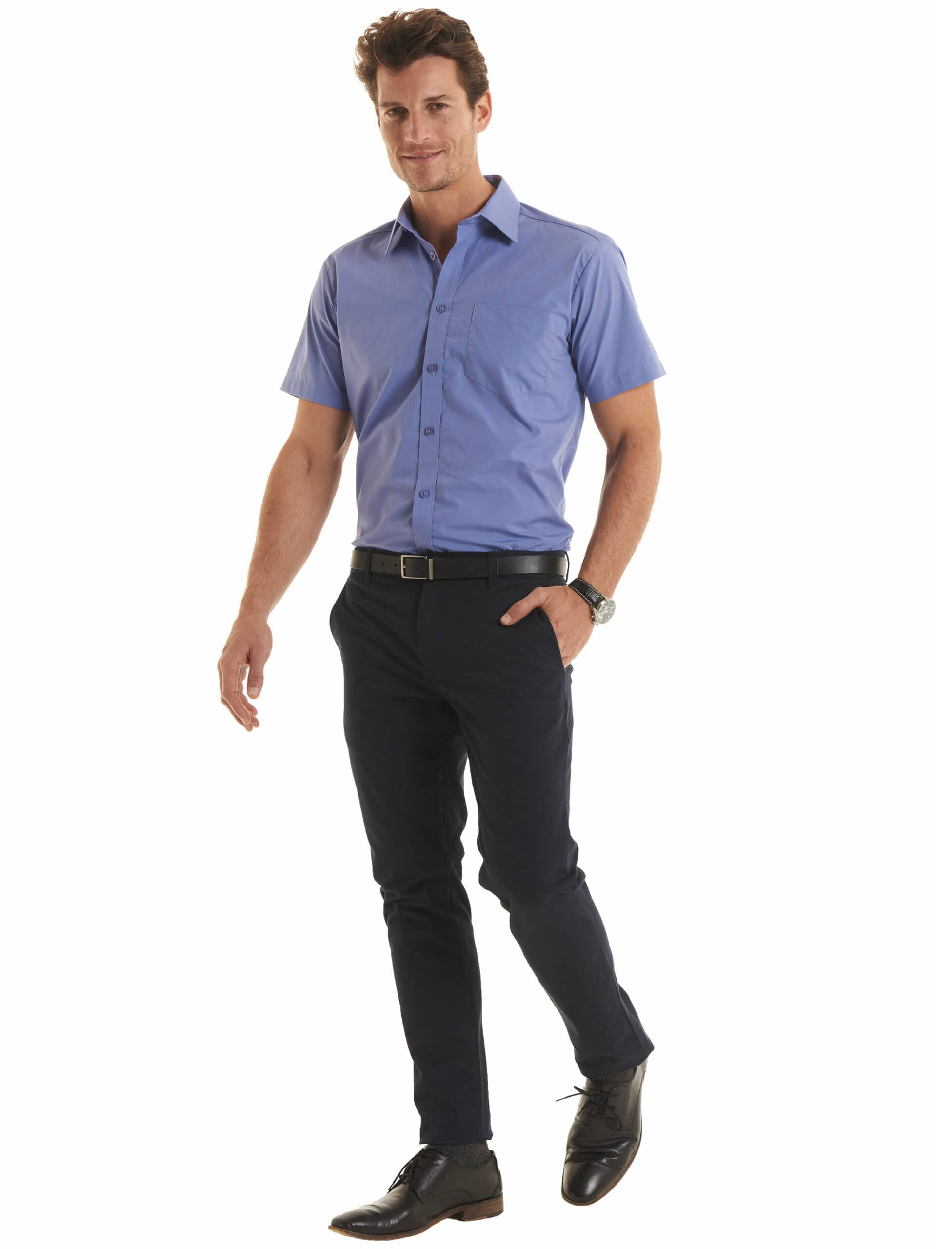 Uneek Tailored Short Sleeve Poplin Shirt – Men’s Fit