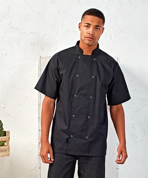 Premier Short Sleeve Studded Chef’s Jacket